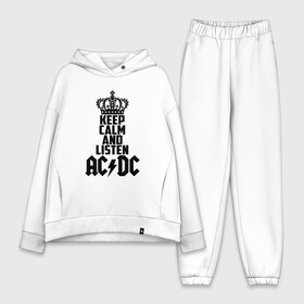 Женский костюм хлопок Oversize с принтом Keep calm and listen AC DC ,  |  | ac dc | acdc | австралийская | альбом | ангус янг | блюз рок | гитара | головы | группа | крис слэйд | музыканты | надпись | певцы | рок | рок н ролл | стиви янг | хард рок | эксл роуз