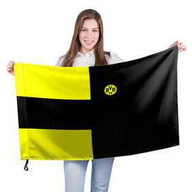 Флаг 3D с принтом FC Borussia Dortmund Black , 100% полиэстер | плотность ткани — 95 г/м2, размер — 67 х 109 см. Принт наносится с одной стороны | боруссия | дортмунд