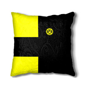 Подушка 3D с принтом FC Borussia Dortmund Black , наволочка – 100% полиэстер, наполнитель – холлофайбер (легкий наполнитель, не вызывает аллергию). | состоит из подушки и наволочки. Наволочка на молнии, легко снимается для стирки | боруссия | дортмунд