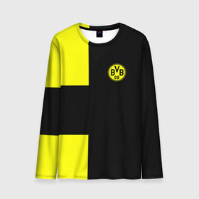 Мужской лонгслив 3D с принтом FC Borussia Dortmund Black , 100% полиэстер | длинные рукава, круглый вырез горловины, полуприлегающий силуэт | Тематика изображения на принте: боруссия | дортмунд