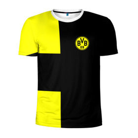 Мужская футболка 3D спортивная с принтом FC Borussia Dortmund Black , 100% полиэстер с улучшенными характеристиками | приталенный силуэт, круглая горловина, широкие плечи, сужается к линии бедра | Тематика изображения на принте: боруссия | дортмунд