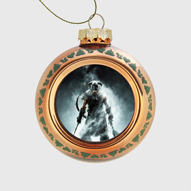 Стеклянный ёлочный шар с принтом Skyrim , Стекло | Диаметр: 80 мм | elder scrolls | дракон | игра | свитки | скайрим