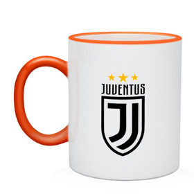 Кружка двухцветная с принтом Juventus Football Club , керамика | объем — 330 мл, диаметр — 80 мм. Цветная ручка и кайма сверху, в некоторых цветах — вся внутренняя часть | juventus football club