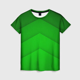 Женская футболка 3D с принтом Зеленые полосы , 100% полиэфир ( синтетическое хлопкоподобное полотно) | прямой крой, круглый вырез горловины, длина до линии бедер | абстракция | геометрия | зеленый | модные.мода | пирамиды | полосы.линии | тренды | треугольники | узоры