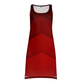 Платье-майка 3D с принтом Красные полосы , 100% полиэстер | полуприлегающий силуэт, широкие бретели, круглый вырез горловины, удлиненный подол сзади. | абстракция | геометрия | красный | модные.мода | оттенки | пирамиды | полосы.линии | тренды | треугольники | узоры