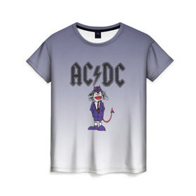 Женская футболка 3D с принтом AC/DC чертенок , 100% полиэфир ( синтетическое хлопкоподобное полотно) | прямой крой, круглый вырез горловины, длина до линии бедер | 