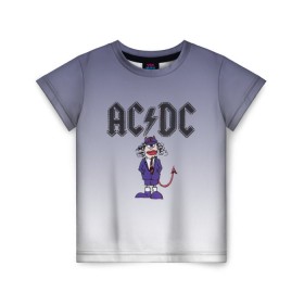 Детская футболка 3D с принтом AC/DC чертенок , 100% гипоаллергенный полиэфир | прямой крой, круглый вырез горловины, длина до линии бедер, чуть спущенное плечо, ткань немного тянется | 