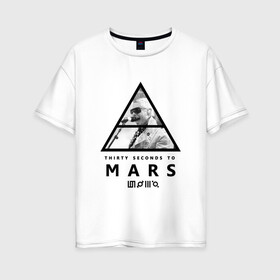 Женская футболка хлопок Oversize с принтом Thirty Seconds to Mars , 100% хлопок | свободный крой, круглый ворот, спущенный рукав, длина до линии бедер
 | 30 seconds to mars | 30 секунд до марса | 30stm | thirty seconds to mars | альтернативный | гранж | группа | джаред | лето | нео | орел | пост | прогрессивны | прогрессивный | рок | хард | шеннон