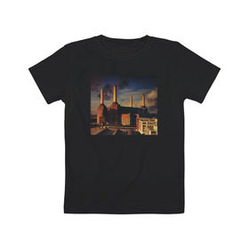 Детская футболка хлопок с принтом Pink Floyd - Animals , 100% хлопок | круглый вырез горловины, полуприлегающий силуэт, длина до линии бедер | Тематика изображения на принте: 1977 | animals | dogs. пинк флойд | pig | sheep | животные