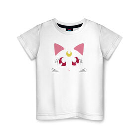 Детская футболка хлопок с принтом Guarding Cat , 100% хлопок | круглый вырез горловины, полуприлегающий силуэт, длина до линии бедер | anime | sailor moon | аниме | сейлор мун