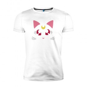 Мужская футболка премиум с принтом Guarding Cat , 92% хлопок, 8% лайкра | приталенный силуэт, круглый вырез ворота, длина до линии бедра, короткий рукав | anime | sailor moon | аниме | сейлор мун