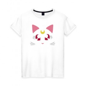 Женская футболка хлопок с принтом Guarding Cat , 100% хлопок | прямой крой, круглый вырез горловины, длина до линии бедер, слегка спущенное плечо | anime | sailor moon | аниме | сейлор мун