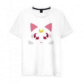 Мужская футболка хлопок с принтом Guarding Cat , 100% хлопок | прямой крой, круглый вырез горловины, длина до линии бедер, слегка спущенное плечо. | anime | sailor moon | аниме | сейлор мун