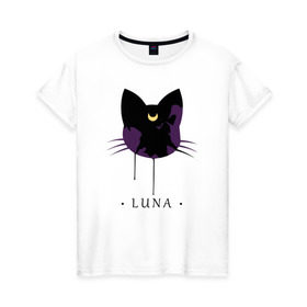 Женская футболка хлопок с принтом Luna , 100% хлопок | прямой крой, круглый вырез горловины, длина до линии бедер, слегка спущенное плечо | anime | sailor moon | аниме | сейлор мун
