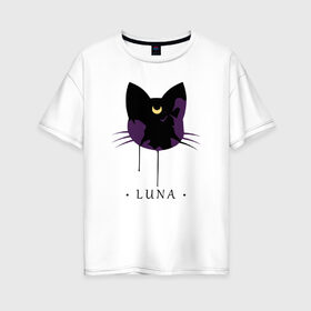 Женская футболка хлопок Oversize с принтом Luna , 100% хлопок | свободный крой, круглый ворот, спущенный рукав, длина до линии бедер
 | anime | sailor moon | аниме | сейлор мун