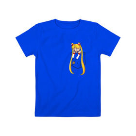 Детская футболка хлопок с принтом Little Pocket Moon , 100% хлопок | круглый вырез горловины, полуприлегающий силуэт, длина до линии бедер | anime | sailor moon | аниме | сейлор мун