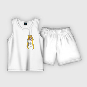 Детская пижама с шортами хлопок с принтом Little Pocket Moon ,  |  | Тематика изображения на принте: anime | sailor moon | аниме | сейлор мун