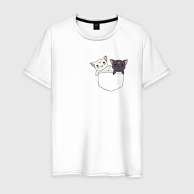 Мужская футболка хлопок с принтом Кисы , 100% хлопок | прямой крой, круглый вырез горловины, длина до линии бедер, слегка спущенное плечо. | anime | cat | sailor moon | аниме | кисы | сейлор мун