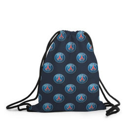 Рюкзак-мешок 3D с принтом ПСЖ , 100% полиэстер | плотность ткани — 200 г/м2, размер — 35 х 45 см; лямки — толстые шнурки, застежка на шнуровке, без карманов и подкладки | Тематика изображения на принте: psg | пари сен жермен | псж | псж лого | спорт | футбол