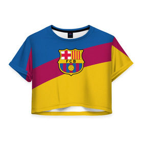 Женская футболка 3D укороченная с принтом FC Barcelona 2018 Colors , 100% полиэстер | круглая горловина, длина футболки до линии талии, рукава с отворотами | fc | fc barcelona | fcb | fly emirates | ronaldo | абстракция | барселона | геометрия | зож | клуб | линии | месси | модные | мяч | реал мадрид | спорт | спортивные | тренды | футбол | футбольный клуб | эмблема