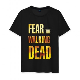 Мужская футболка хлопок с принтом Fear the walking dead , 100% хлопок | прямой крой, круглый вырез горловины, длина до линии бедер, слегка спущенное плечо. | 