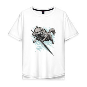 Мужская футболка хлопок Oversize с принтом The Swordswolf , 100% хлопок | свободный крой, круглый ворот, “спинка” длиннее передней части | дарк соулс