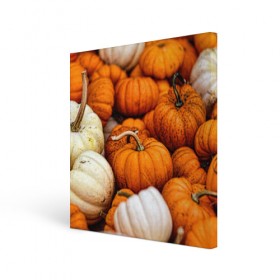 Холст квадратный с принтом тыквы , 100% ПВХ |  | halloween | дача | овощи | октябрь | оранжевый | осень | сентябрь | тыква | хеллуин