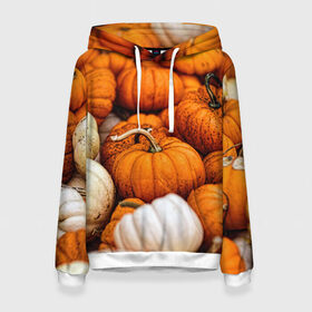 Женская толстовка 3D с принтом тыквы , 100% полиэстер  | двухслойный капюшон со шнурком для регулировки, мягкие манжеты на рукавах и по низу толстовки, спереди карман-кенгуру с мягким внутренним слоем. | halloween | дача | овощи | октябрь | оранжевый | осень | сентябрь | тыква | хеллуин