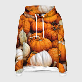 Мужская толстовка 3D с принтом тыквы , 100% полиэстер | двухслойный капюшон со шнурком для регулировки, мягкие манжеты на рукавах и по низу толстовки, спереди карман-кенгуру с мягким внутренним слоем. | halloween | дача | овощи | октябрь | оранжевый | осень | сентябрь | тыква | хеллуин