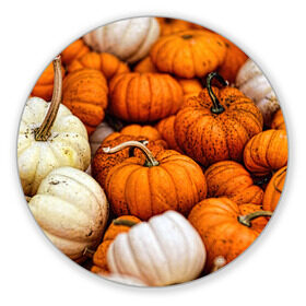 Коврик круглый с принтом тыквы , резина и полиэстер | круглая форма, изображение наносится на всю лицевую часть | halloween | дача | овощи | октябрь | оранжевый | осень | сентябрь | тыква | хеллуин