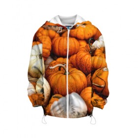 Детская куртка 3D с принтом тыквы , 100% полиэстер | застежка — молния, подол и капюшон оформлены резинкой с фиксаторами, по бокам — два кармана без застежек, один потайной карман на груди, плотность верхнего слоя — 90 г/м2; плотность флисового подклада — 260 г/м2 | Тематика изображения на принте: halloween | дача | овощи | октябрь | оранжевый | осень | сентябрь | тыква | хеллуин