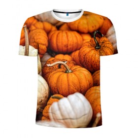 Мужская футболка 3D спортивная с принтом тыквы , 100% полиэстер с улучшенными характеристиками | приталенный силуэт, круглая горловина, широкие плечи, сужается к линии бедра | halloween | дача | овощи | октябрь | оранжевый | осень | сентябрь | тыква | хеллуин