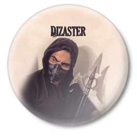 Значок с принтом Dizaster ,  металл | круглая форма, металлическая застежка в виде булавки | dizaster | king of the dot | oxxxymiron | versus | versus battle | батл рэп | дизастер | окимирон