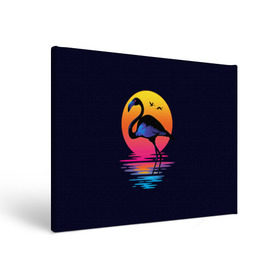 Холст прямоугольный с принтом Фламинго дитя заката , 100% ПВХ |  | Тематика изображения на принте: закат | море | птица | ретро | стиль | фламинго