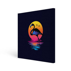 Холст квадратный с принтом Фламинго дитя заката , 100% ПВХ |  | Тематика изображения на принте: закат | море | птица | ретро | стиль | фламинго
