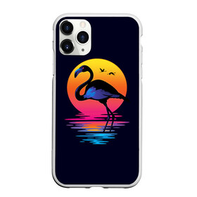 Чехол для iPhone 11 Pro матовый с принтом Фламинго дитя заката , Силикон |  | закат | море | птица | ретро | стиль | фламинго