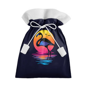 Подарочный 3D мешок с принтом Фламинго дитя заката , 100% полиэстер | Размер: 29*39 см | Тематика изображения на принте: закат | море | птица | ретро | стиль | фламинго