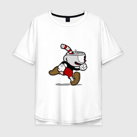 Мужская футболка хлопок Oversize с принтом Cuphead , 100% хлопок | свободный крой, круглый ворот, “спинка” длиннее передней части | 