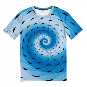 Мужская футболка 3D с принтом Галлюцинация Спираль , 100% полиэфир | прямой крой, круглый вырез горловины, длина до линии бедер | линии | узоры