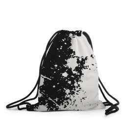 Рюкзак-мешок 3D с принтом Брызги краски , 100% полиэстер | плотность ткани — 200 г/м2, размер — 35 х 45 см; лямки — толстые шнурки, застежка на шнуровке, без карманов и подкладки | абстракция | белое | брызги | краска | пятно | черное