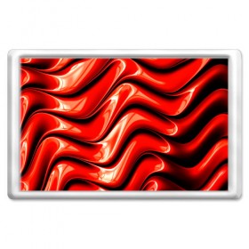 Магнит 45*70 с принтом Жидкие металл (красный) , Пластик | Размер: 78*52 мм; Размер печати: 70*45 | абстракция | блеск | блики | краска | линии | металл | отражение | узоры