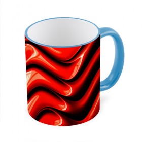 Кружка с принтом Жидкие металл (красный) , керамика | ёмкость 330 мл | абстракция | блеск | блики | краска | линии | металл | отражение | узоры