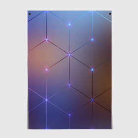 Постер с принтом Нейронная сеть , 100% бумага
 | бумага, плотность 150 мг. Матовая, но за счет высокого коэффициента гладкости имеет небольшой блеск и дает на свету блики, но в отличии от глянцевой бумаги не покрыта лаком | abstraction | geometry | hexagon | neon | neuronet | paints | stripes | texture | triangle | абстракция | брызги | геометрия | краски | нейросеть | неон | неоновый | соты | текстура