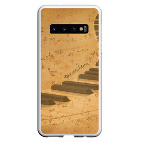 Чехол для Samsung Galaxy S10 с принтом Клавиши пианино , Силикон | Область печати: задняя сторона чехла, без боковых панелей | для | до | клавиши | ля | мелодия | ми | музыка | музыканта | ноты | оркестр | пианино | подарок | ре | рояль | си | соль | стан | фа