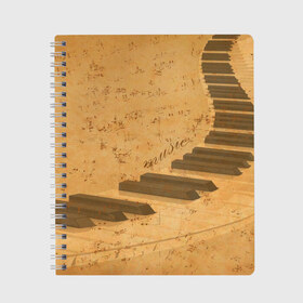 Тетрадь с принтом Клавиши пианино , 100% бумага | 48 листов, плотность листов — 60 г/м2, плотность картонной обложки — 250 г/м2. Листы скреплены сбоку удобной пружинной спиралью. Уголки страниц и обложки скругленные. Цвет линий — светло-серый
 | Тематика изображения на принте: для | до | клавиши | ля | мелодия | ми | музыка | музыканта | ноты | оркестр | пианино | подарок | ре | рояль | си | соль | стан | фа