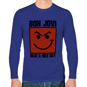 Мужской лонгслив хлопок с принтом Bon Jovi, have a nice day , 100% хлопок |  | bon jovi | бон | бон джови | глэм | группа | джови | джон | метал | рок | хард