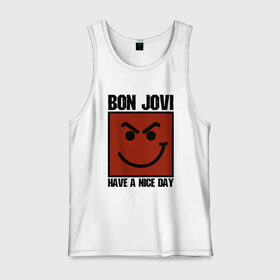 Мужская майка хлопок с принтом Bon Jovi, have a nice day , 100% хлопок |  | bon jovi | бон | бон джови | глэм | группа | джови | джон | метал | рок | хард