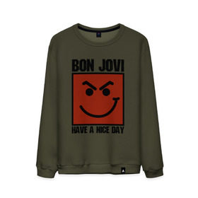 Мужской свитшот хлопок с принтом Bon Jovi, have a nice day , 100% хлопок |  | bon jovi | бон | бон джови | глэм | группа | джови | джон | метал | рок | хард