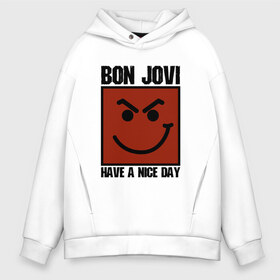 Мужское худи Oversize хлопок с принтом Bon Jovi have a nice day , френч-терри — 70% хлопок, 30% полиэстер. Мягкий теплый начес внутри —100% хлопок | боковые карманы, эластичные манжеты и нижняя кромка, капюшон на магнитной кнопке | Тематика изображения на принте: bon jovi | бон | бон джови | глэм | группа | джови | джон | метал | рок | хард