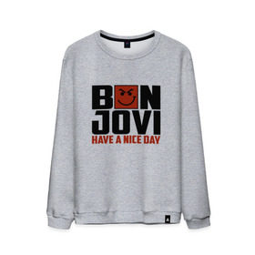 Мужской свитшот хлопок с принтом Bon Jovi, have a nice day , 100% хлопок |  | bon jovi | бон | бон джови | глэм | группа | джови | джон | метал | рок | хард
